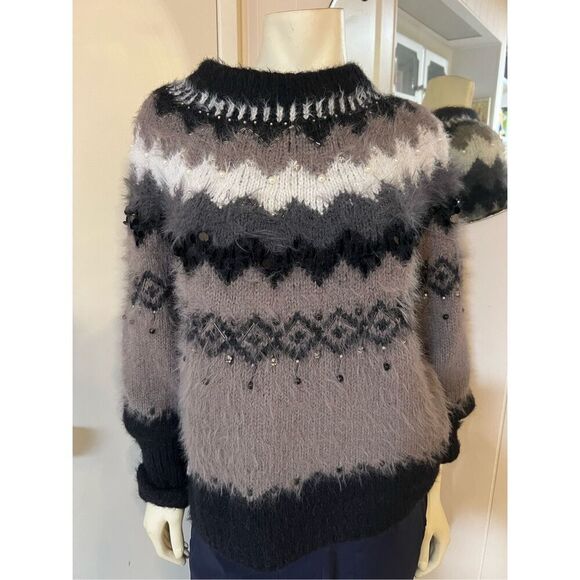 Sleeping on Snow Anthropologie cashmere blend fair aisle beaded sweater, gorgeou - Picture 5 of 15